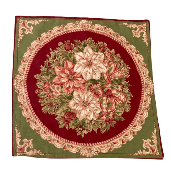 Christmas Napkins Or Placemats Pink White Poinsettia Handmade Set of 4 - Picture 2 of 3